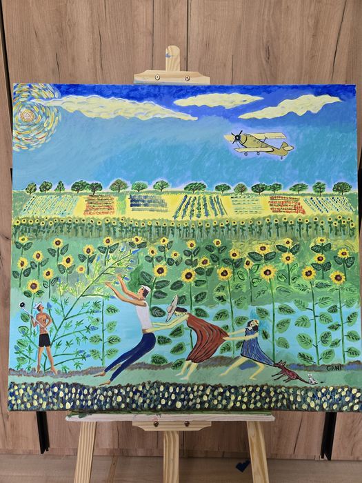 Корейские подсолнухи. Авторская картина. Цена 250000т.Кызылорда.