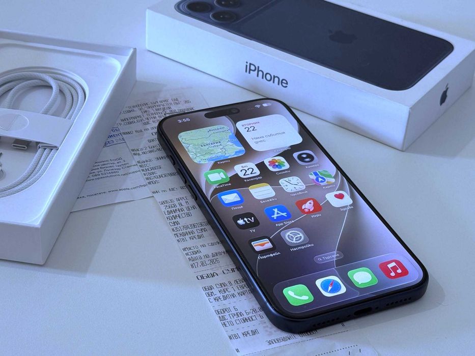 Бартер! 18м.Гаранция! Като НОВ! iPhone 17 Pro Max Deep Blue (Син) 100% Батерия.