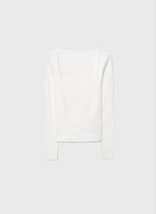 Блуза с дълъг ръкав и квадратно деколте