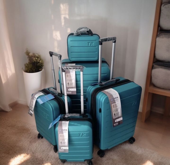 пътнически куфар+разширител 5см 5бр ABS удароустойчив 4 колела 360°