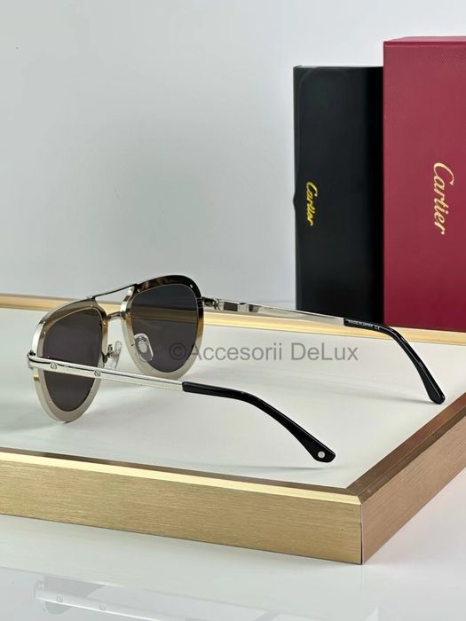 Ochelari de Soare Cartier CT0195S Noi Full Box Santos De Cartier [Verificare Colet]Silver