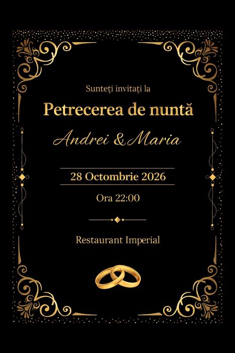 Invitații digitale personalizate botez, nuntă, aniversări – 30 lei