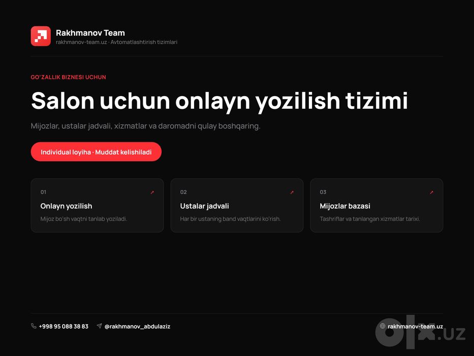 Go‘zallik saloni CRM | CRM для салона красоты