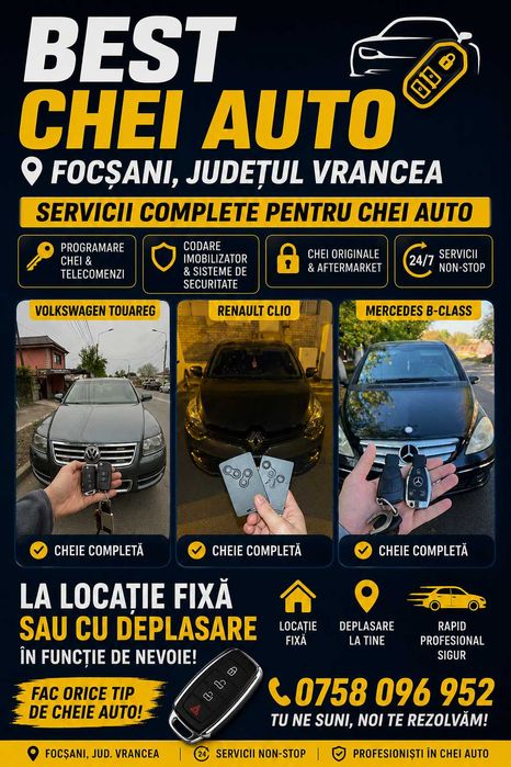 BEST CHEI - Chei Auto Complete - Toate Cheile Pierdute - Dubluri Chei Auto - Programari Chei Auto - Resincronizari Telecomenzi - 24/7 NON-STOP