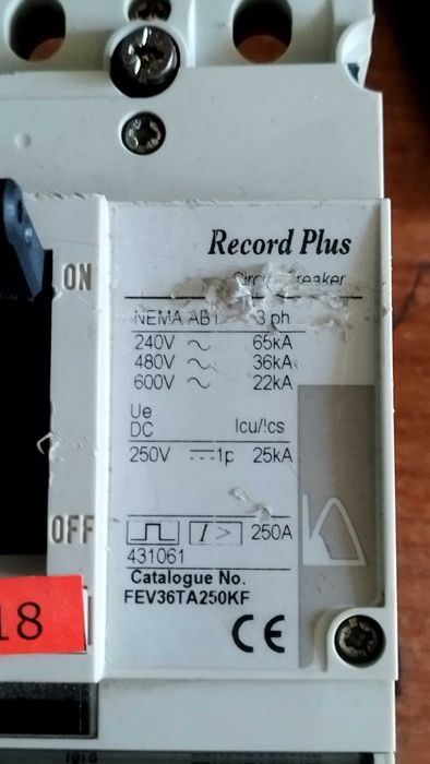 Шалтер прекъсвач General Electric FE 250 - трифазен 250A