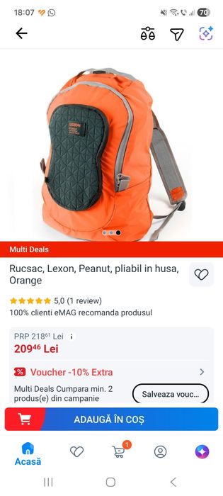 Rucsac pliabil nou cu eticheta