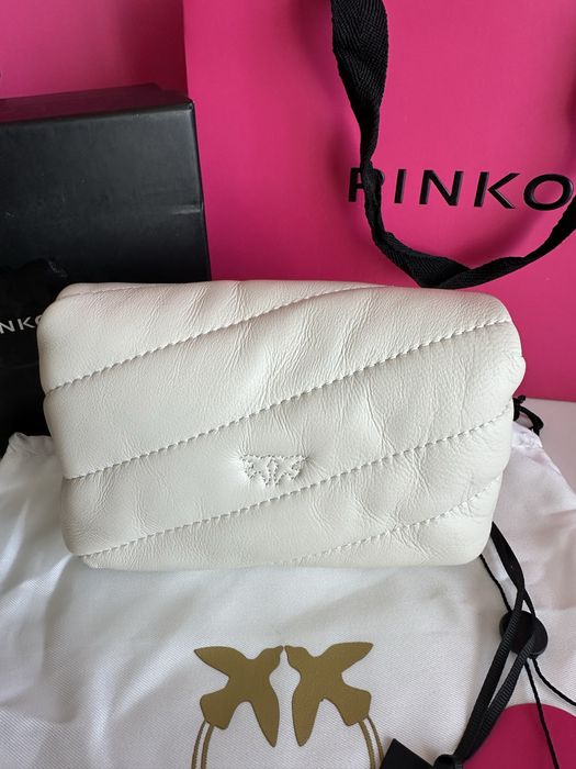 Чисто нова чанта Pinko LOVE MICRO PUFF в бял цвят