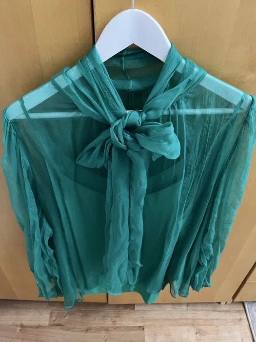 Bluză mătase verde Nissa S