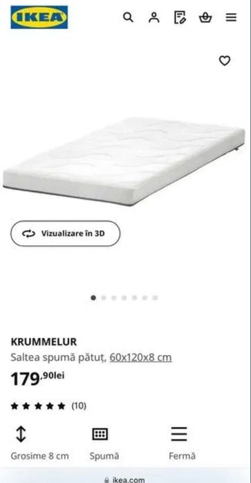 Saltea patut Krumelur ikea 60*120 dehusabila lavabila ca noua