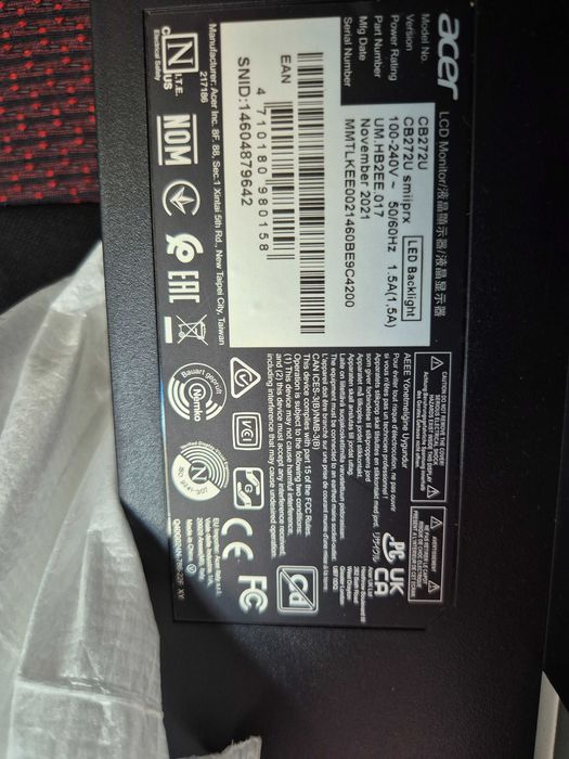 Vând Monitor gaming Acer CB272U 27" nou