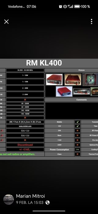 Amplificator radio CB