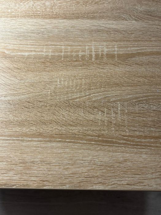 Birou cu sertar si dulap stejar/alb mat, 130x50x75.5 cm