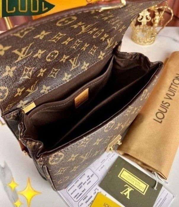 Set 3 articole Louis Vuitton( geanta Pochette Metis+curea+portofel),saculet, etichetă
