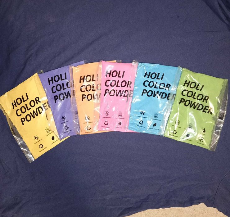 Pudra Holi colorata Holy Powder naturala set 6 buc. party India Colour run