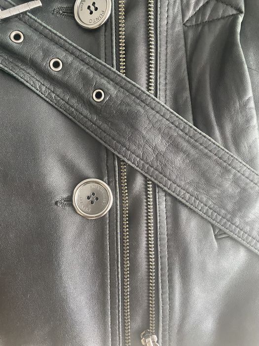 Кожаный тренч-куртка