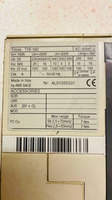 Intrerupator automat (disjunctor - usol) XT1B 160 TMD 160-1600 3P FF