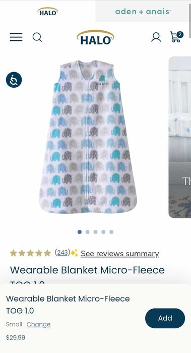 Детски спален чувал Halo SleepSack размер 6-12 месеца