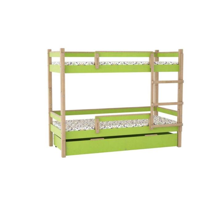 Pat etajat 2 x 190x80, cadru lemn masiv + birou