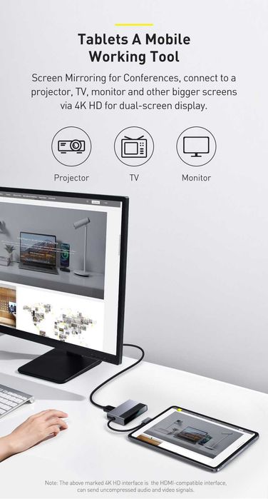 Baseus Magic Multifunctional Hub PD-100W / 4K-60Hz для iPad / MacBook