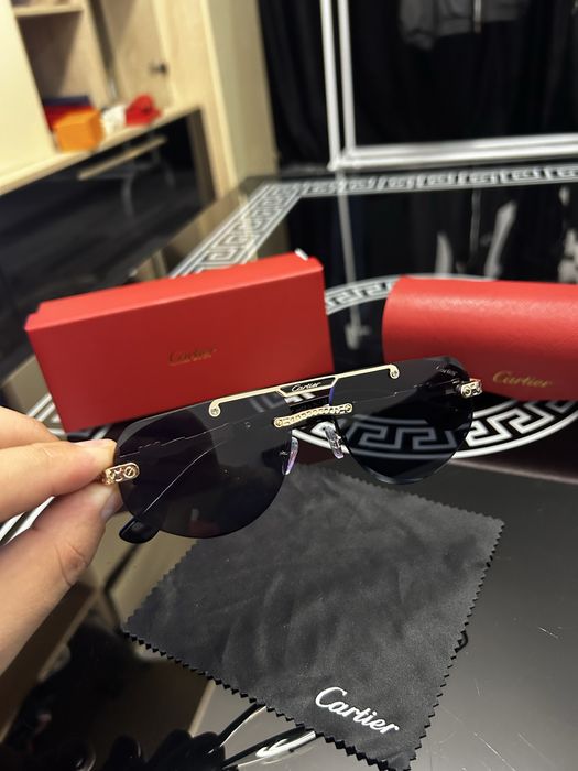 Ochelari de soare Cartier Rimless Luxury Gold Black – model rar, calitate premium