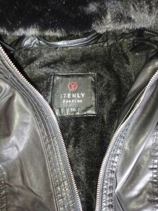 Черно кожено яке с подплата