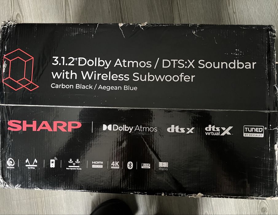 Soundbar Sharp Q HT-SBW53121(BK), 3.1.2, 550 W, Bluetooth 5.3, Черен