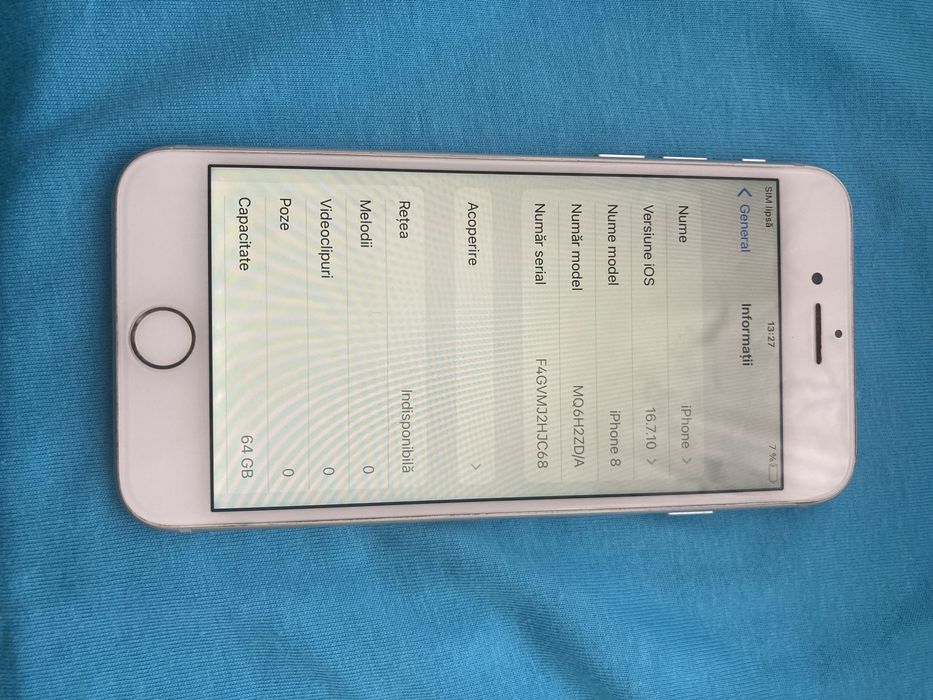 Iphone 8 alb 64gb . Stare perfecta.