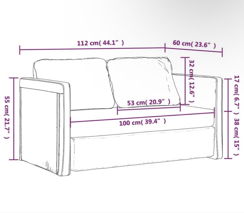 Canapea  Extensibila  2in1, cappuccino, 112x174x55 , piele eco