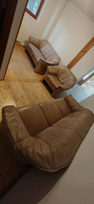 Canapele plus fotoliu piele