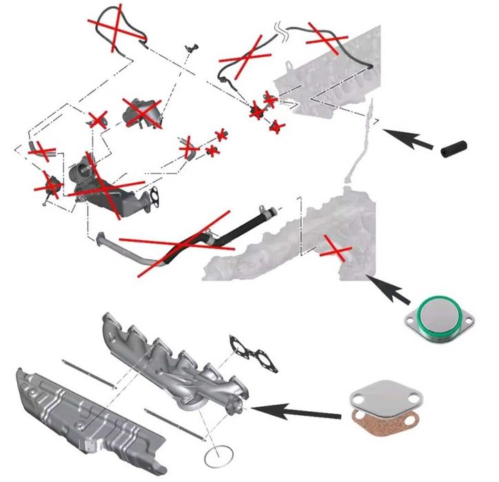 Нов комплект EGR Delete kit N57 / N57S за BMW E90 E92 F01 F02 F10 F11