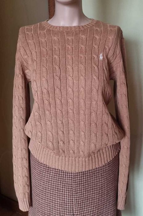 Pulover bej Ralph Lauren, bumbac 100%, marimea L