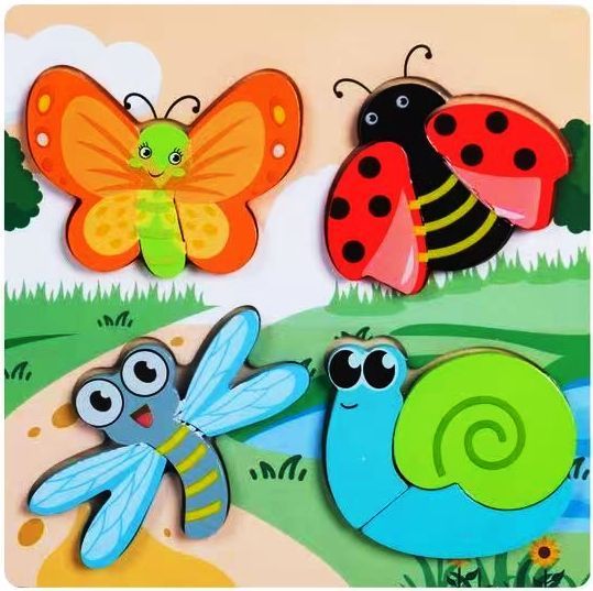Set Puzzle Incastru Animale Vehicule Insecte Dinozauri Utilitare,5 buc