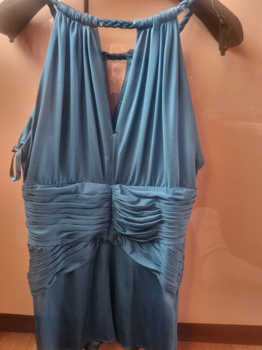 Изящен топ, петролено син цвят