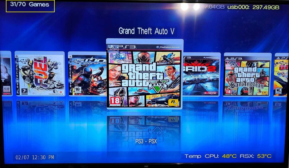 Memorie externa (USB), 70 jocuri PS3, GTA V, FIFA/FC 24, Minecraft