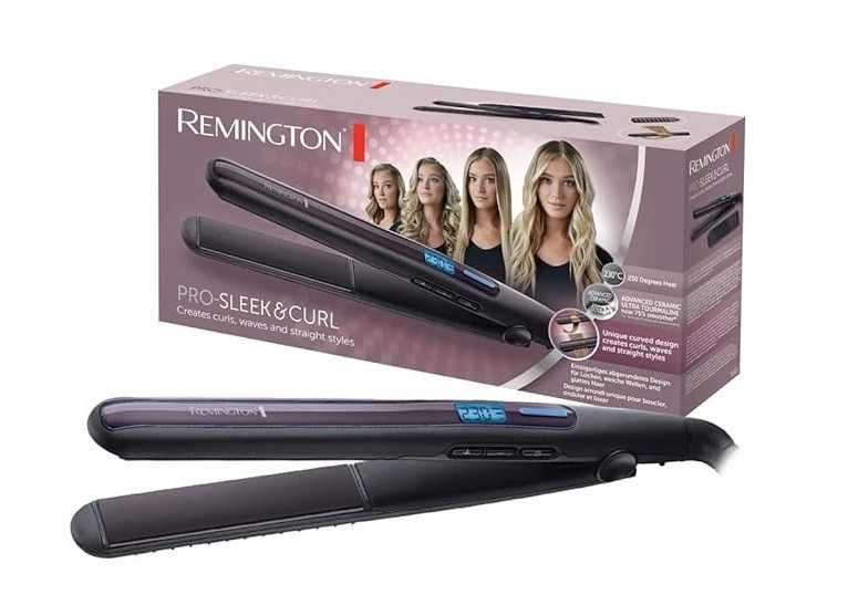 Преса за коса Remington PRO-Sleek & Curl S6505, 230 градуса, Лилава