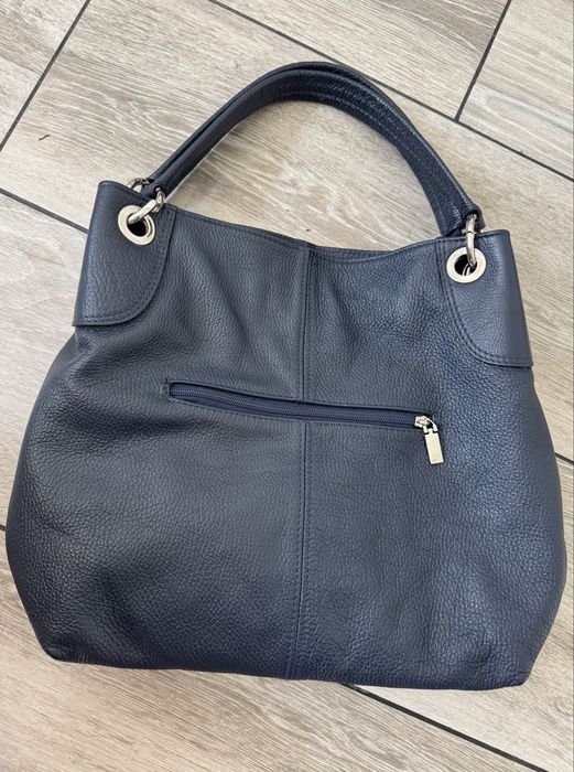 Geanta piele naturala bleumarin