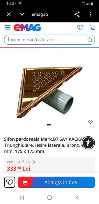 Sifon triunghiular modern pentru cabina de duș, bronz elegant