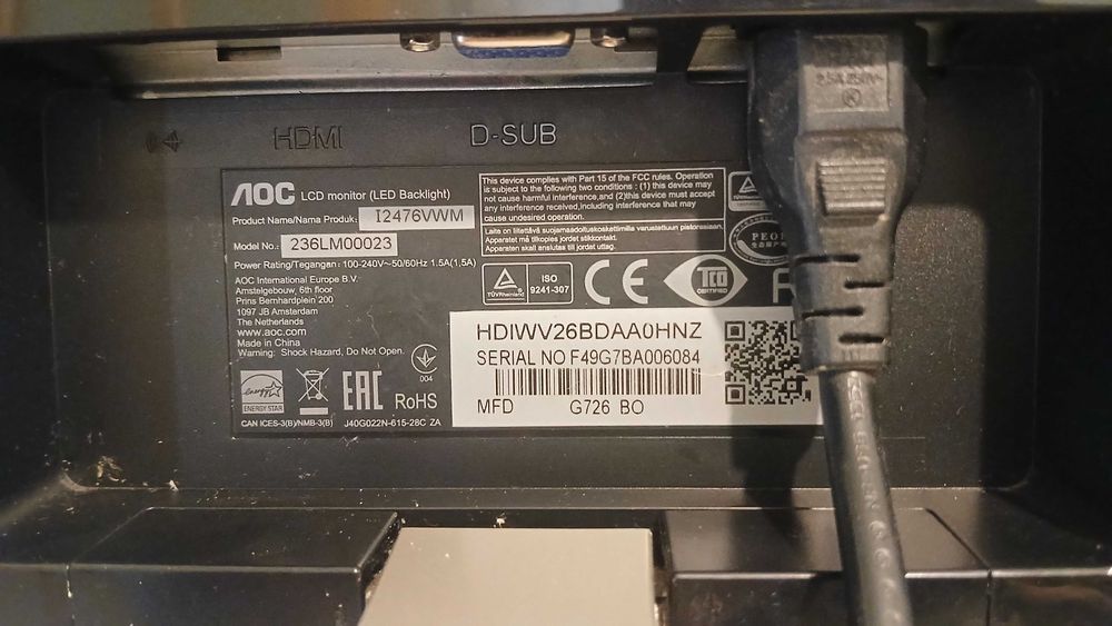 Monitor AOC 236lm00023 de 23,6 inci cu rezoluție Full HD de 1920x1080