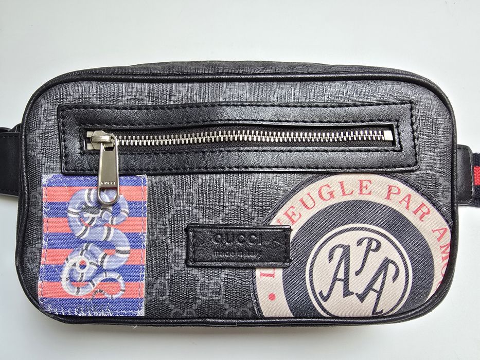 GUCCI GG Supreme Belt Bag Web 474293 Bum Bag Black w/ Box