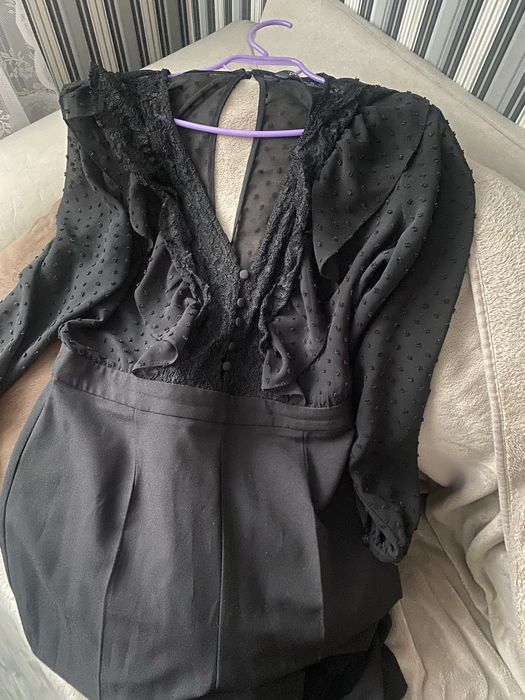 Черен гащеризон с дантела и точки ZARA Промо