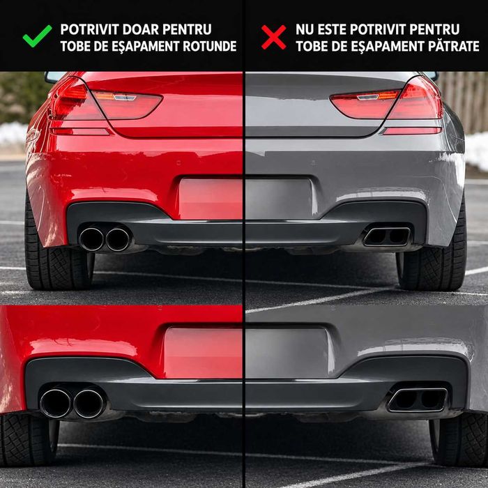 Difuzor Bara Spate M Extensie Prelungire Performance Evacuari Duble BMW F06 F12 F13, Negru Lucios