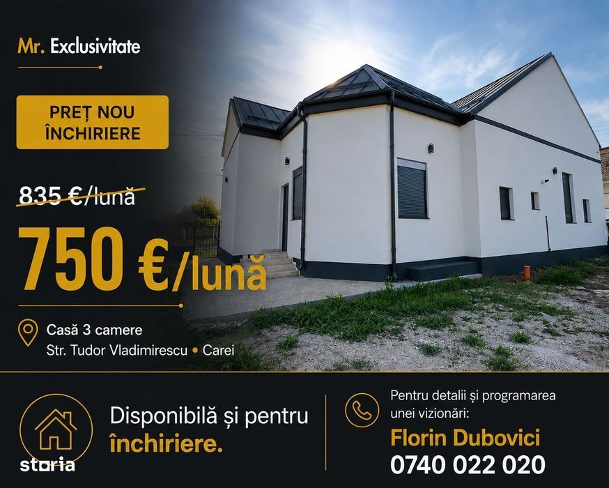 Inchiriere Casă 3 camere 154 mp, Teren 630 mp - Str. T. Vladimirescu -