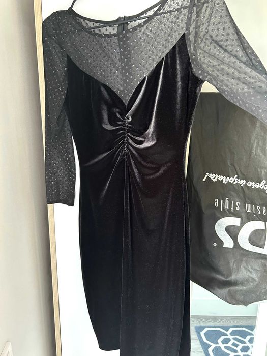 Rochie neagră catifea Ginette
