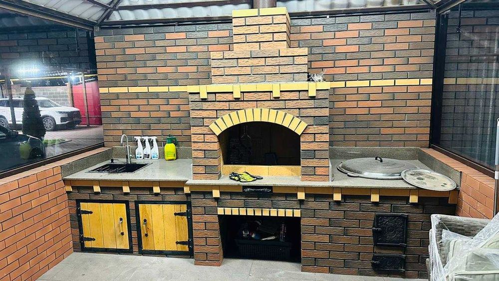 Облицовочный кирпич для летней кухни каминов