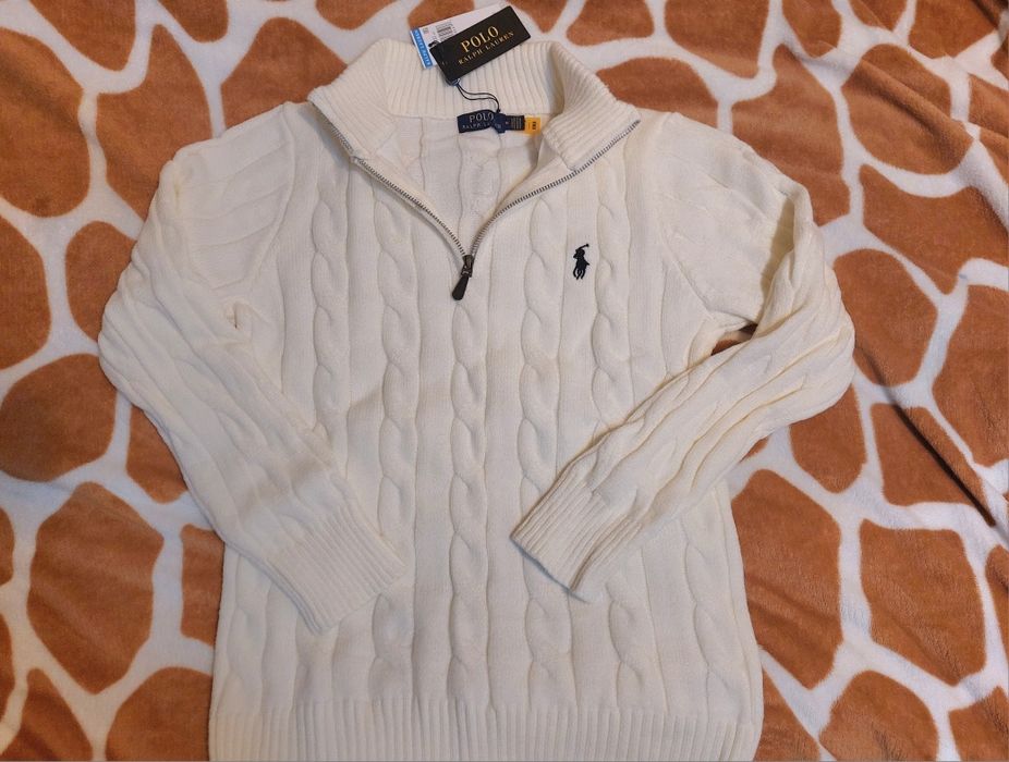 Pulover Ralph Lauren Quarter Zip Alb