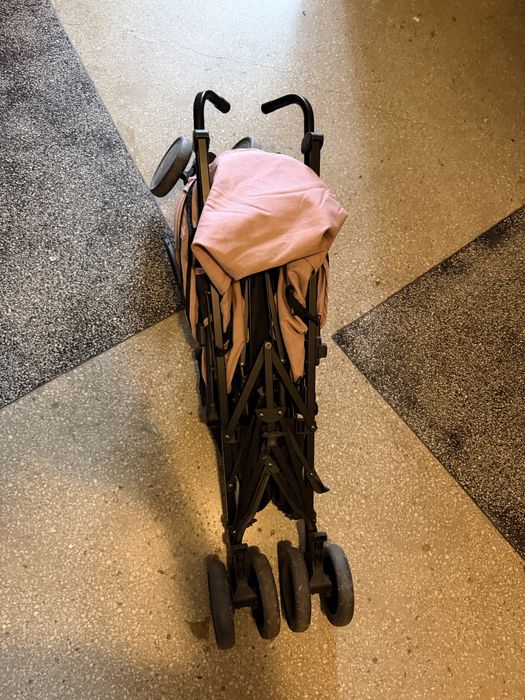 Cărucior sport compact pentru copii, roz-negru, ușor de transportat