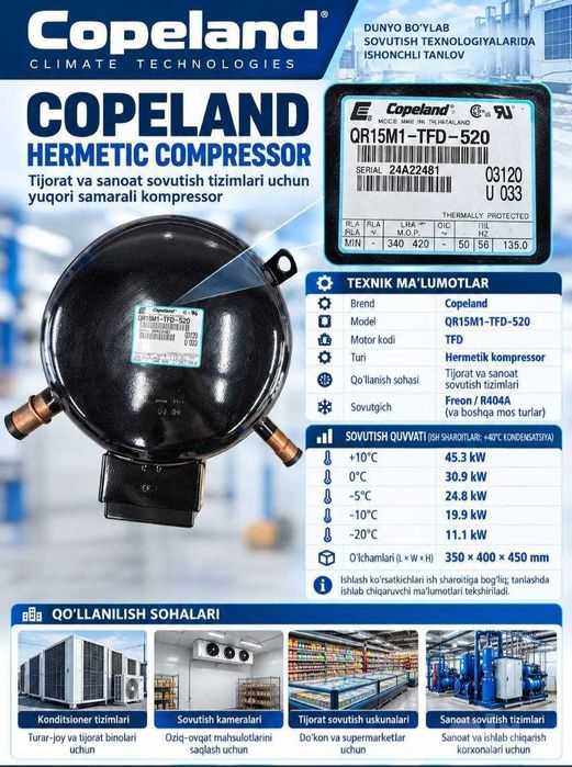 Компрессор Copeland QR15M1-TFD-520