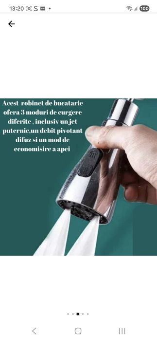 Cap detasabil pt.baterie cu trei moduri de reglare a apei ,nouă