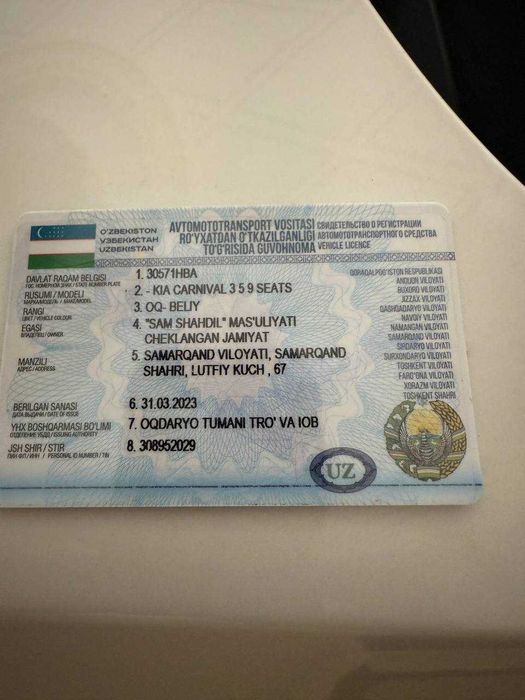 Kia carnival satiladi yangi