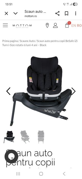 Scaun auto be safe izi turn ,i size , rotativ, 6 luni- 4 ani premium